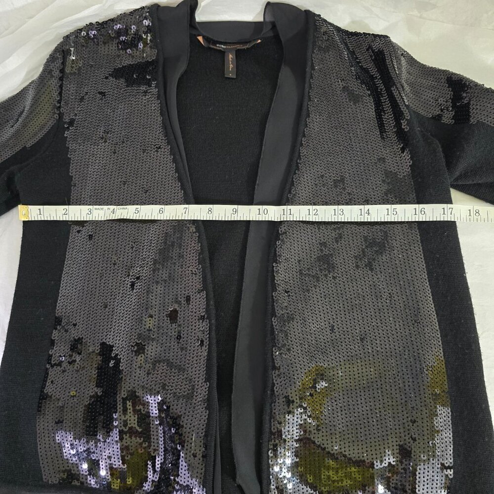 BCBG MAXAZRIA Sequin merino wool cardigan sweater belt jacket size S - Picture 10 of 14